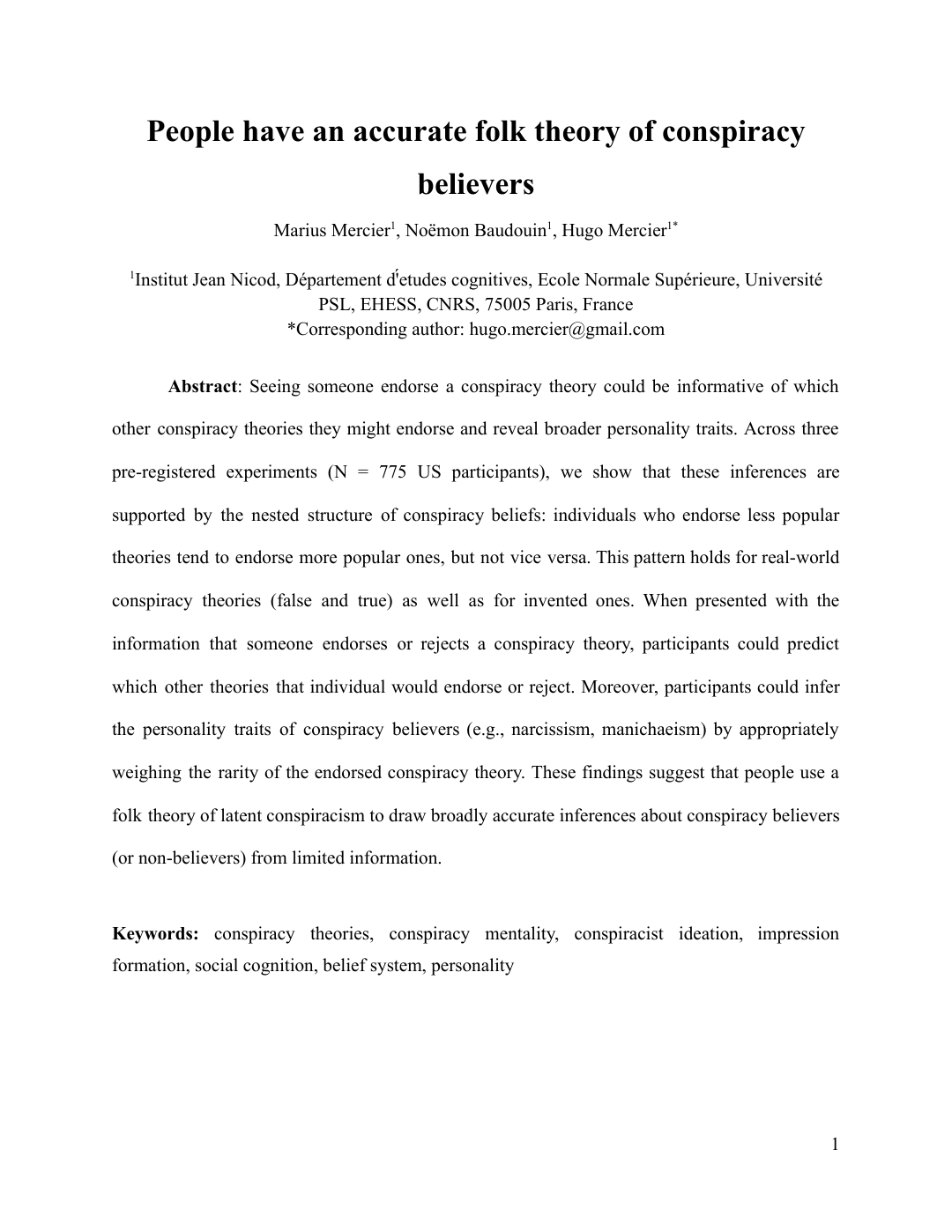 People have an accurate folk theory of conspiracy believers